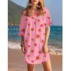 image:imageEkouaer Womens Tshirt Nightgown Cotton V Neck Sleepshirts Comfy Casual Nightshirt for WomenPink Strawberry