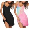 image:imageEkouaer 2 Pack Nightgowns for Women Racerback Sleeveless Night Shirt Sexy Sleep Dress Spaghetti Strap Sleepwear SXXXL2 PackblackPink Tie Dye