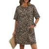 image:imageEkouaer Cotton Nightgowns for Women Short Sleeve Sleep Shirts Crew Neck Night Dress Nightshirt with Pockets S2XLLeopard Print