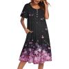 image:imageEkouaer House Dress for Women with Pockets Short Sleeve Moo Moos Plus Size Nightgowns Floral Print Mumu DressesCherry Blossoms Black