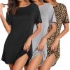 image:imageEkouaer Nightgowns for Women 3 Pack Sleep Shirts Short Sleeve Nightshirt Pullover Nightdress Soft Sleepwear SXXXLBlackLight GreyLeopard