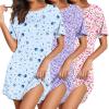 image:imageEkouaer Nightgowns for Women 3 Pack Sleep Shirts Short Sleeve Nightshirt Pullover Nightdress Soft Sleepwear SXXXLBlue StarsPink FloralsPurple Abstract Dots