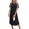 image:imageEkouaer Nightgowns for Women Bamboo Viscose House Dress Long Night Gowns Short Sleeve Sleepdress Soft Sleepwear S4XLBlack