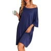 image:imageEkouaer Nightgowns for Women Bamboo Viscose Night Gowns Plus Size Sleep Shirts Short Sleeve Night Shirts Soft SleepwearNavy Blue