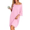 image:imageEkouaer Nightgowns for Women Bamboo Viscose Night Gowns Plus Size Sleep Shirts Short Sleeve Night Shirts Soft SleepwearPink