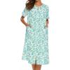 image:imageEkouaer Nightgowns for Women House Dress with Pockets Short Sleeve Duster Moo Moos Button Down House Coat SleepwearGreen Floral