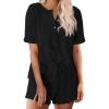 image:imageEkouaer Pajamas Set for Women Short Sleeve Lounge Set 2 Piece Loungewear PJs Soft Cute Lightweight SleepwearBlack