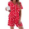 image:imageEkouaer Pajamas Set for Women Short Sleeve Sleepwear Button Down Pjs Soft 2 Piece Lounge Sets XSXXXLRed Christmas Pattern