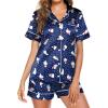 image:imageEkouaer Pajamas for Women Set Silk Satin Pjs Button Down Sleepwear Summer Loungewear Top and Shorts Lounge Set SXXLChristmas Polar Bear