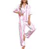 image:imageEkouaer Silk Satin Pajamas Set Women Short Sleeve Pj Sets Button Down Sleepwear 2 Piece Soft Loungewear SXXLPink Stripes