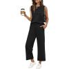 image:imageEkouaer Two Piece Sets for Women Summer Vacation Fashion Outfits Sleeveless Top Wide Leg Pants 2026 Lounge Sets S2XlBlack