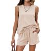 image:imageEkouaer Two Piece Shorts Set for Women Summer Lounge Set Casual Sleeveless Tank Top 2026 Matching Outfits SXXLBeige