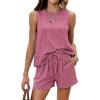 image:imageEkouaer Two Piece Shorts Set for Women Summer Lounge Set Casual Sleeveless Tank Top 2026 Matching Outfits SXXLPurple Red