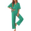 image:imageEkouaer Women Pajamas Set Button Down Sleepwear Short Sleeve Pjs Soft Comfy Nightwear with Long Pants SXXLGray Green