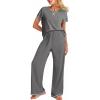 image:imageEkouaer Women Soft Pant Sets Short Sleeve Top and Long Pants Pjs 2 Piece Lightweight Pajama Sets with PocketsGrey