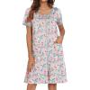 image:imageEkouaer Women Zipper Front House Coat Short Sleeves Robe Zip Up Bathrobes Short Nightgown with Pockets S3XLBlue and Pink Floral