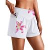 image:imageEkouaer Womens 3 Board Shorts High Waisted Swim Shorts Swimsuit Bottoms Beach Shorts with Pockets S2XLWhite With Lily Flower