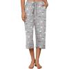 image:imageEkouaer Womens Capri Pajama Pants 2026 Wide Leg Lounge Sleep Pants Soft Comfy Drawstring Pj Bottoms with PocketsGrey Pink
