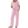 image:imageEkouaer Womens Pajama Sets Short Sleeve Top and Pants 2 Piece Pjs Soft Sleepwear Comfy Lounge Set SXXLPink