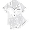 image:imageEkouaer Womens Silk Satin Pajama Sets Soft Short Sleeve Button Down Sleepwear Top and Shorts 2 Piece Pjs Lounge SetWhite