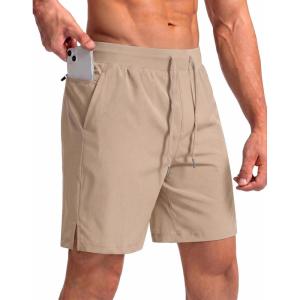 image:imageEkouaer Mens 7 Swim Trunks Swimwear Zip Pockets Beach Board Shorts Bathing Suits with Mesh LiningKhaki