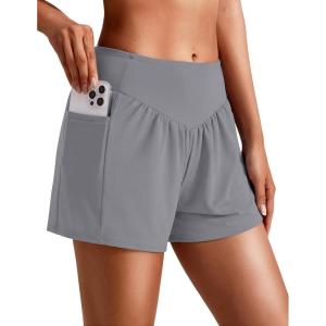 image:imageEkouaer Womens 3 Board Shorts High Waisted Swim Shorts Swimsuit Bottoms Beach Shorts with Pockets S2XLGray