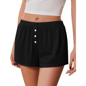 image:imageEkouaer Womens Pajama Short Sleep Short 2026 Fashion Summer Y2k Casual Lounge Short Cute Micro Mini Pj Bottoms with PocketsBlack