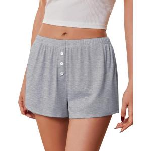 image:imageEkouaer Womens Pajama Short Sleep Short 2026 Fashion Summer Y2k Casual Lounge Short Cute Micro Mini Pj Bottoms with PocketsLight Gray