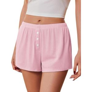 image:imageEkouaer Womens Pajama Short Sleep Short 2026 Fashion Summer Y2k Casual Lounge Short Cute Micro Mini Pj Bottoms with PocketsPink