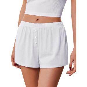 image:imageEkouaer Womens Pajama Short Sleep Short 2026 Fashion Summer Y2k Casual Lounge Short Cute Micro Mini Pj Bottoms with PocketsWhite