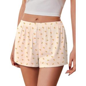 image:imageEkouaer Womens Pajama Short Sleep Short 2026 Fashion Summer Y2k Casual Lounge Short Cute Micro Mini Pj Bottoms with PocketsYellow Floral