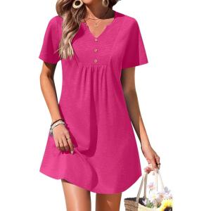 image:imageEkouaer Womens Swimsuit Coverup Short Sleeve Bathing Suit Cover Up V Neck Beach Cover Up Dress Vacation Outfits 2026Rose Red