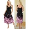 image:imageEkouaer Sleeveless Nightgowns for Women Lace Vneck Long Nightdress Wide Strap Sleepwear Soft Lounge DressesPink Floral