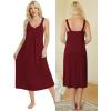 image:imageEkouaer Sleeveless Nightgowns for Women Lace Vneck Long Nightdress Wide Strap Sleepwear Soft Lounge DressesWine Red