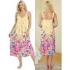 image:imageEkouaer Sleeveless Nightgowns for Women Lace Vneck Long Nightdress Wide Strap Sleepwear Soft Lounge DressesYellow Floral