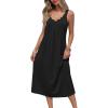 image:imageEkouaer Sleeveless Nightgowns for Women Lace Vneck Long Nightdress Wide Strap Sleepwear Soft Lounge DressesBlack