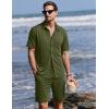 image:imageEkouaer Mens Pajama Sets Button Down Summer Pjs 2 Piece Hawaiian Shirt and Shorts Sets Beach Vacation Loungewear XSXXLArmy Green