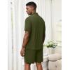 image:imageEkouaer Mens Pajama Sets Button Down Summer Pjs 2 Piece Hawaiian Shirt and Shorts Sets Beach Vacation Loungewear XSXXLArmy Green