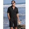 image:imageEkouaer Mens Pajama Sets Button Down Summer Pjs 2 Piece Hawaiian Shirt and Shorts Sets Beach Vacation Loungewear XSXXLBlack
