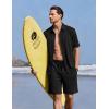 image:imageEkouaer Mens Pajama Sets Button Down Summer Pjs 2 Piece Hawaiian Shirt and Shorts Sets Beach Vacation Loungewear XSXXLBlack