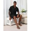 image:imageEkouaer Mens Pajama Sets Button Down Summer Pjs 2 Piece Hawaiian Shirt and Shorts Sets Beach Vacation Loungewear XSXXLBlack