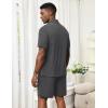 image:imageEkouaer Mens Pajama Sets Button Down Summer Pjs 2 Piece Hawaiian Shirt and Shorts Sets Beach Vacation Loungewear XSXXLDark Grey