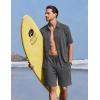 image:imageEkouaer Mens Pajama Sets Button Down Summer Pjs 2 Piece Hawaiian Shirt and Shorts Sets Beach Vacation Loungewear XSXXLDark Grey