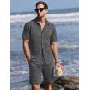 image:imageEkouaer Mens Pajama Sets Button Down Summer Pjs 2 Piece Hawaiian Shirt and Shorts Sets Beach Vacation Loungewear XSXXLDark Grey