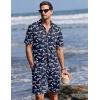 image:imageEkouaer Mens Pajama Sets Button Down Summer Pjs 2 Piece Hawaiian Shirt and Shorts Sets Beach Vacation Loungewear XSXXLDinosaur Skeleton