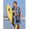 image:imageEkouaer Mens Pajama Sets Button Down Summer Pjs 2 Piece Hawaiian Shirt and Shorts Sets Beach Vacation Loungewear XSXXLHawaiian Flower Blue Leaves