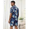 image:imageEkouaer Mens Pajama Sets Button Down Summer Pjs 2 Piece Hawaiian Shirt and Shorts Sets Beach Vacation Loungewear XSXXLHawaiian Flower Blue Leaves