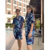 image:imageEkouaer Mens Pajama Sets Button Down Summer Pjs 2 Piece Hawaiian Shirt and Shorts Sets Beach Vacation Loungewear XSXXLHawaiian Flower Blue Leaves