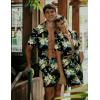 image:imageEkouaer Mens Pajama Sets Button Down Summer Pjs 2 Piece Hawaiian Shirt and Shorts Sets Beach Vacation Loungewear XSXXLHawaiian Flower Green  Blue Leaves