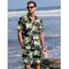 image:imageEkouaer Mens Pajama Sets Button Down Summer Pjs 2 Piece Hawaiian Shirt and Shorts Sets Beach Vacation Loungewear XSXXLHawaiian Flower Green  Blue Leaves